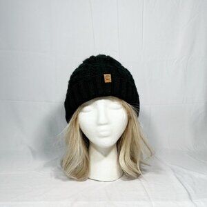 Timberland Black Warm Fleece Lined Cable Knit Beanie Hat~One Size~New